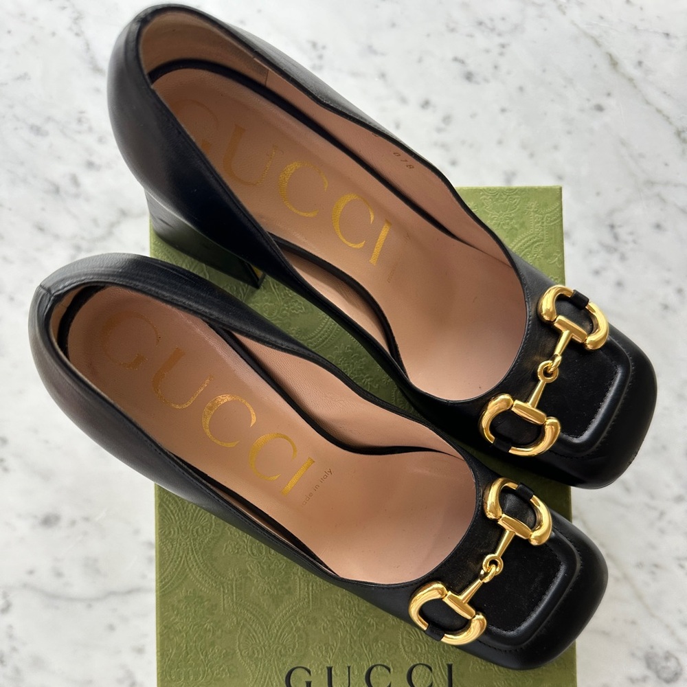 Gucci Black Block Heal with Horsebit - Sz 8